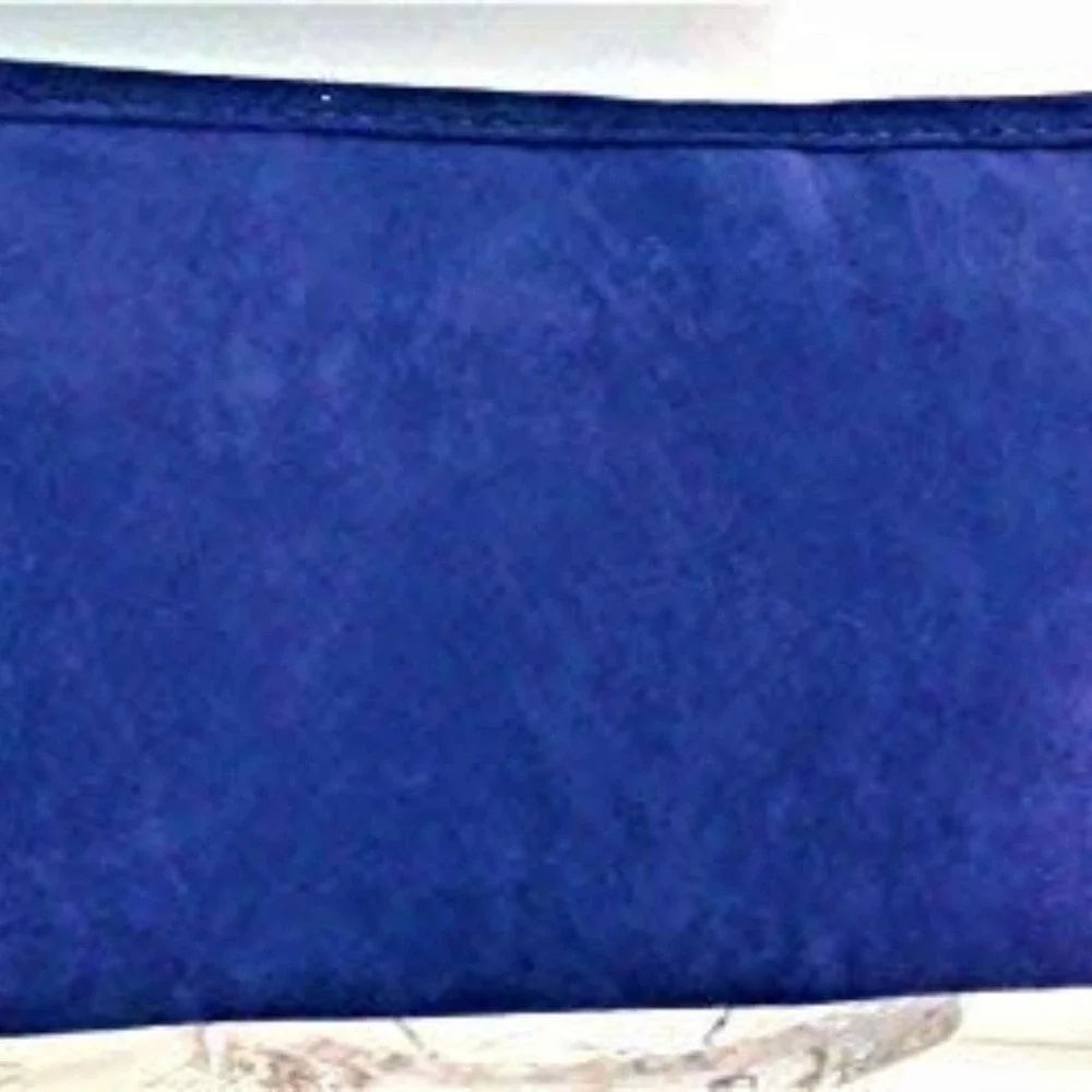 Fringed CROSSBODY BLUE Purse‎ Clutch w Chain Charm Enamel Flower Charm